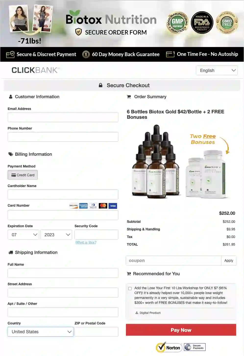biotox gold order page